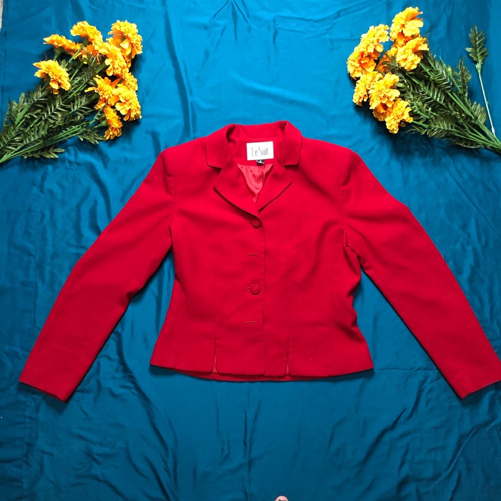 Le Suit Woman Red Blazer Jacket